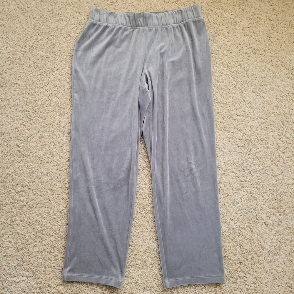 D & Co Comfort Zone Pull On Elastic Gray Silver Velvet Loungewear Sweatpants M